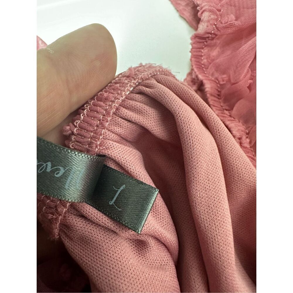 Nevena Rae Swiss Dot Ruffle Trimmed Mini Dress Dust Pink Size L Lined See Notes - Picture 11 of 16